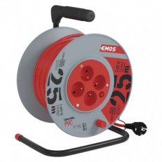 Prodlužovací kabel na bubnu 25 m 4 zásuvky červený PVC 230 V 1,5mm2 EMOS P19425