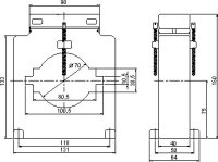 Měřící trafo CLB 10 2500/5A 5VA 0,2S FS10 120% násuvné, otvor 100x10, 80x30, d70