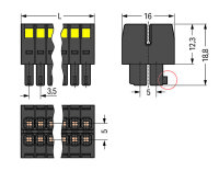 Pružinová svorka, 2řadá CAGE CLAMP 1,5mm2 černá 8pól. WAGO 713-1104/000-9037