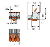 Pružinová svorka Páčka CAGE CLAMP sv.šedá 16mm2 3pól. WAGO 832-1103/343-000