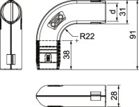 OBO 3000 BMS M25 RW Quick Pipe oblouk 90°, M25, černá, Polypropylen