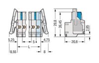 Pružinová svorka Push-in CAGE CLAMP 2,5mm2 sv.šedá 10pól. WAGO 721-2110/037-000