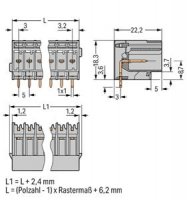 Konektor s pájecími piny THT, pájecí kontakt 1,0x1,0 mm, úhlové, šedá 7pól.