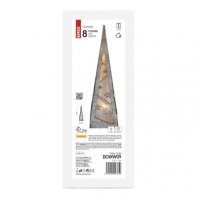 LED pyramida dřevěná, 36 cm, 2x AA, vnitřní, teplá bílá, časovač