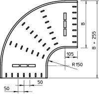 OBO RB 90 660 FS Oblouk 90° vodorovný kruhové provedení 60x600 Ocel