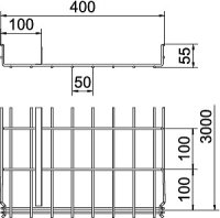 OBO GRM-T 55 400 G Mřížový žlab GRM s 1 přepážkou 55x400x3000 Ocel galv. zinek