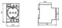 Zásuvka na DIN lištu, 2p+PE,16A, 230V AC, 45x90x65mm ETI 002414010