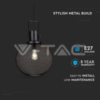 Závěsné svítidlo V-TAC Black Metal Globe VT-7332