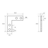 Kovový propojovací konektor rohový pro PN, AC, AE, ZT, 1ks MCLED ML-762.230.02.2