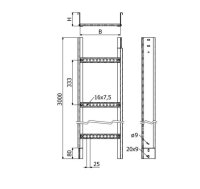 Kabelový žebřík POLAR P1B 150/100-333 ''SZ'' s integrovanou spojkou 3m