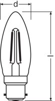 LEDVANCE LED CLASSIC B P 2.5W 827 Clear B22d