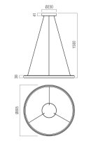 Závěsné svítidlo VANCE SU LED 45W+45W CCT D805 BK REDO 01-3740