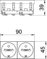 OBO STD-F0 SRO2 Zásuvka přímá s ochr. kolíkem 2-nás. 250V 10/16A červená