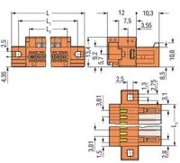 Konektor s pájecími piny CAGE CLAMP 1,5mm2 oranžová 3pól. WAGO 734-333/019-000