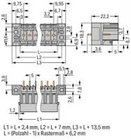 Konektor s pájecími piny THT, pájecí kontakt 1,0x1,0 mm, rovné, šedá 9pól.