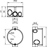 OBO UG 60 D Přístrojová krabice Pod omítku O60mm H40mm černá Polystyrol PS