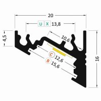 AL profil FKU60 BC/UX pro LED, bez plexi, 2m, bílý lak FK TECHNICS 4738970