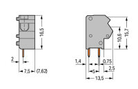 Svorka s možností řad. připojení na DPS, 2,5 mm2, tmavě šedá 1pól. WAGO 254-852