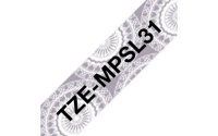 BROTHER TZe-MPSL31 páska se stříbrnými vzory / černá (12mm, 4m)