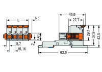 Pružinová svorka páčka CAGE CLAMP šedá 16mm2 4pól. WAGO 832-1104/037-000/306-000