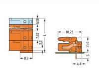 Pružinová svorkovnice THT úhlová 7,62 mm oranžová 11pól. Wago 232-871