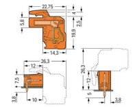 Konektor (zásuvka) úhlový CAGE CLAMP 2,5mm2 oranžová 8pól. WAGO 232-308/026-000