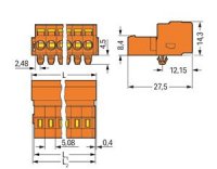 Konektor s pájecími piny CAGE CLAMP 2,5mm2 oranžová 4pól. WAGO 231-634/018-000