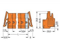 Pružinová svorka Push-in CAGE CLAMP 2,5mm2 oranžová 5pól. WAGO 231-2705/037-000