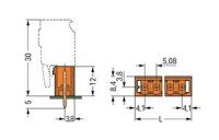 Konektor s pájecími piny THT, pájecí kontakt 1,2x1,2 mm, rovné, oranžová 13pól.