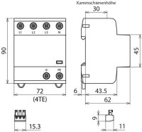 Aplikačně optimalizovaný kombinovaný svodič DEHNshield typ 1+2 pro 3fáz TT/TN-S