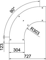 OBO LBD 90 300 R3 A4 Víko pro 90° oblouk pro kabelový žebřík B300 Nerez