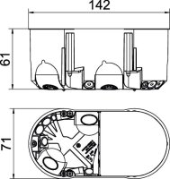 OBO HE 61-DV-L Přístrojová krabice do dutých stěn 142x71