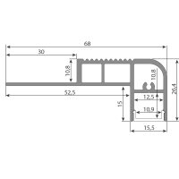 Nášlapný hliníkový profil černý BE 68x27mm včetně mléčného difuzoru 2m