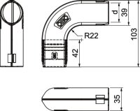 OBO 3000 BMS M32 RW Quick Pipe oblouk 90°, M32, černá, Polypropylen