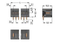 Konektor s pájecími piny THR, pájecí kontakt 1,0x1,0 mm, úhlové, černá 3pól.