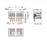 Konektor s pájecími piny THT pájecí kontakt 1,0x1,0mm úhlové světle šedá 18pól.