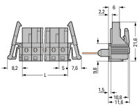 Konektor (zásuvka) pro řadové svorky, kolíky 0,6x1 mm 12pól.