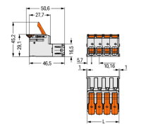 Konektor s pájecími piny Páčka Push-in CAGE CLAMP šedá 2pól. WAGO 832-1202