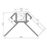 Hliníkový profil pro obklady a dlažbu černý DS, 39x27mm, černý difuzor, 1m