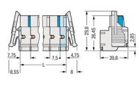 Pružinová svorka Push-in CAGE CLAMP 2,5mm2 sv.šedá 8pól. WAGO 721-2208/037-000