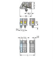 Konektor (zásuvka) úhlový CAGE CLAMP 2,5mm2 šedá 3pól. WAGO 731-533/008-000