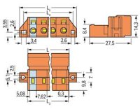 Konektor s pájecími piny CAGE CLAMP 2,5mm2 oranžová 6pól. WAGO 731-636/019-000