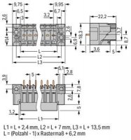 Konektor s pájecími piny THT, pájecí kontakt 1,0x1,0 mm, rovné, šedá 9pól.