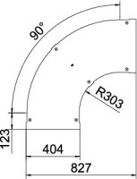 OBO LBD 90 400 R3 A4 Víko pro 90° oblouk pro kabelový žebřík B400 Nerez