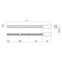 XAXE LINEAR LIGHT FITTING VERTICAL 611mm