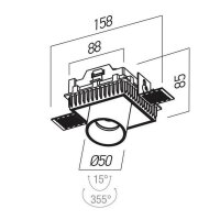 XCANON REC. DOWNLIGHT SQ. TRIMLESS 13W 3