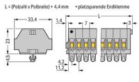 2vodičová svorkovnicese západkami šedá 0,08-4mm2 5pól.