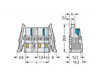 Pružinová svorka CAGE CLAMP 2,5mm2 světle šedá 6pól. WAGO 721-206/037-000