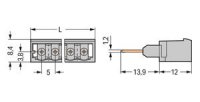 Konektor (vidlice) pro řadové svorky, kolíky 1,2x1,2 mm 4pól.