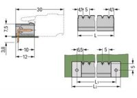 Konektor s pájecími piny THT, pájecí kontakt 1,2x1,2 mm, úhlové, šedá 24pól.